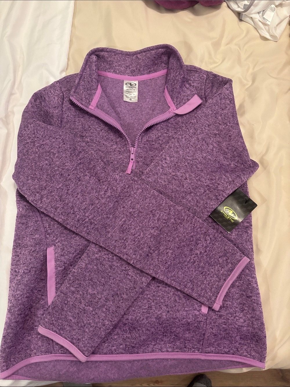 Athletic Works Purple Half-Zip Teddy Jacket